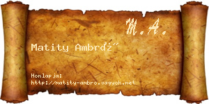 Matity Ambró névjegykártya